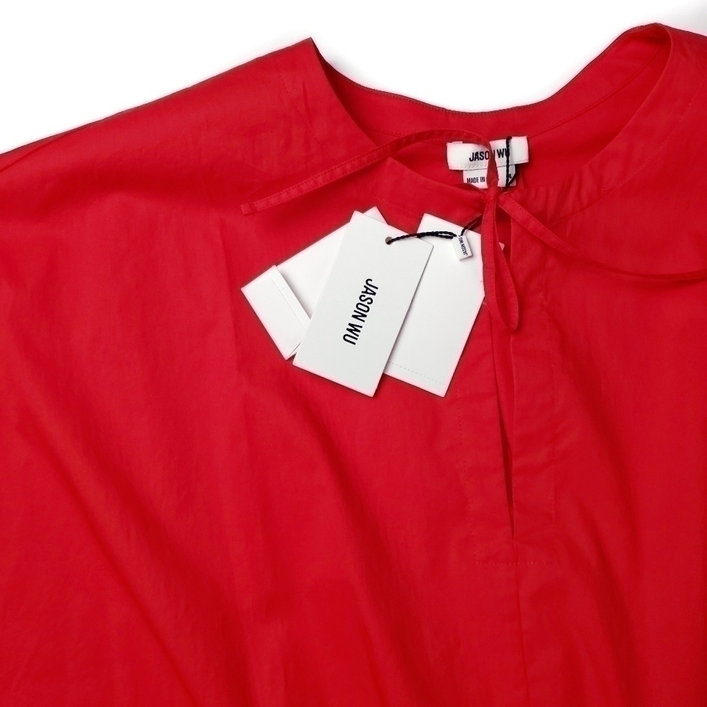 New Jason Wu Red Tie Front Pocketed Dress Sz 4 - Picture 3 of 16